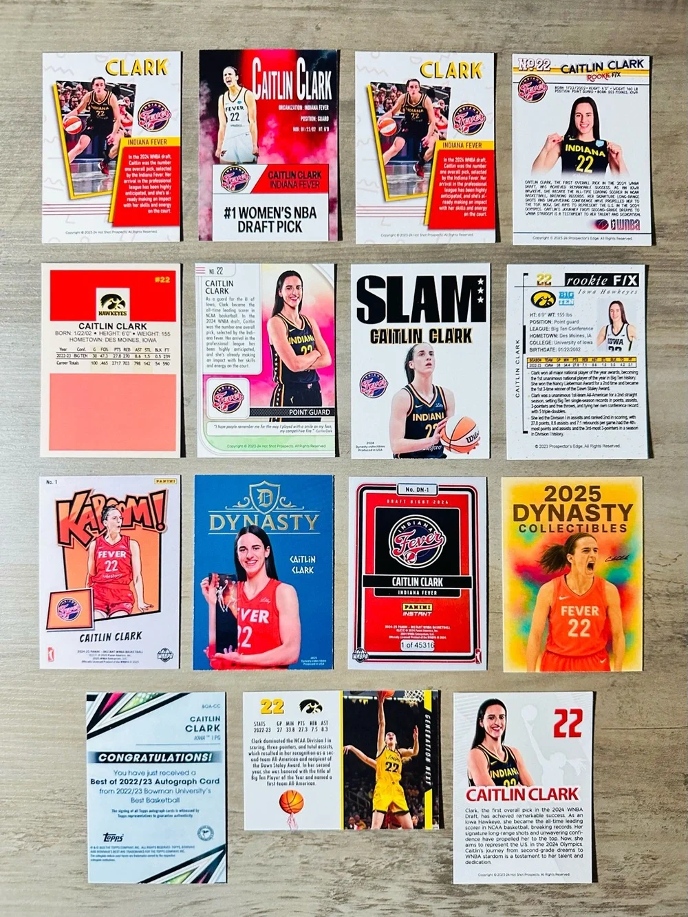 Caitlin Clark Signed Rookie Lot of (15) Novelty Cards. Indiana Fever.
